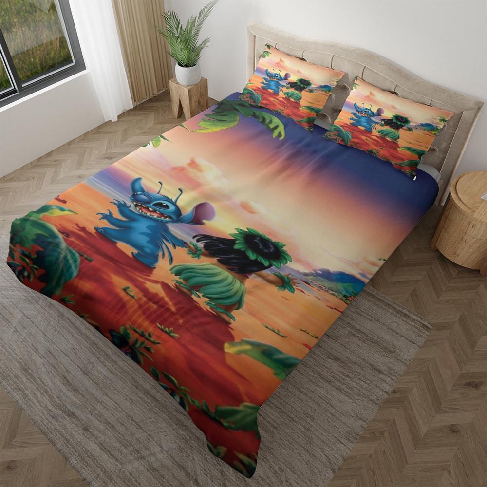 Parure de lit Disney Lilo et Stitch Summer Beach 2, Disney Lilo et Stitch Summer Housse De Couette Ensemble De Literie