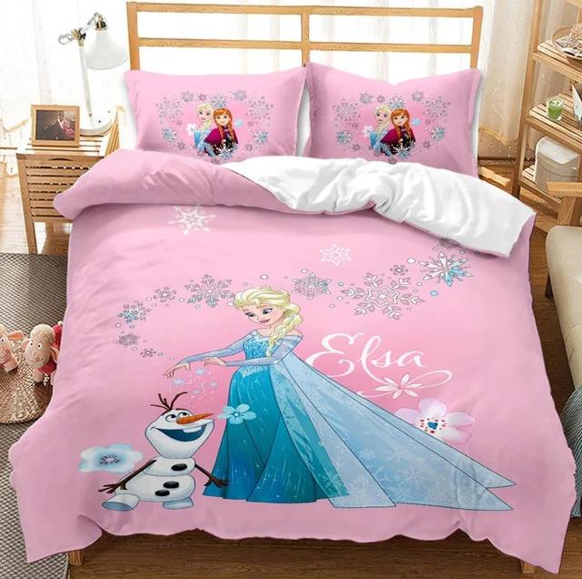 Parure de lit Elsa et Anna Princesse Frozen Disney 03, Elsa et Olaf Housse De Couette Ensemble De Literie