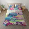 Parure de lit Lilo et Stitch Disney, Stitch et Angel Fleur Tropicale Housse De Couette Ensemble De Literie