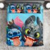 Parure de lit Lilo et Stitch Disney, Stitch et Night Fury Krokmou Housse De Couette Ensemble De Literie