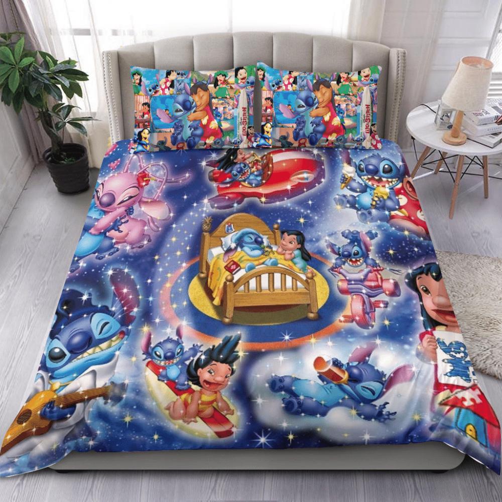 Parure de lit Lilo et Stitch Famille Disney, Personnages Disney Housse De Couette Ensemble De Literie