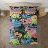 Parure de lit Lilo et Stitch, Stitch Hawaii Floral, Funny Stitch Ohana Mean Family Housse De Couette Ensemble De Literie