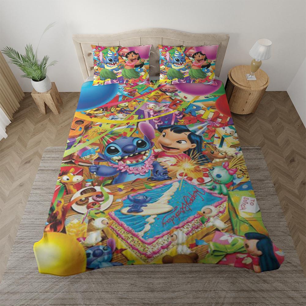 Parure de lit Lilo et Stitch, fête d'anniversaire drôle de Lilo et Stitch Housse De Couette Ensemble De Literie