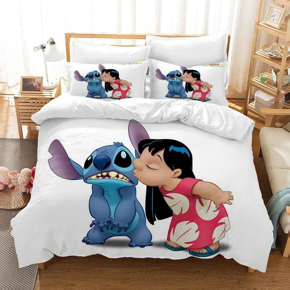 Parure de lit Lilo et Stitch mignon Housse De Couette Ensemble De Literie