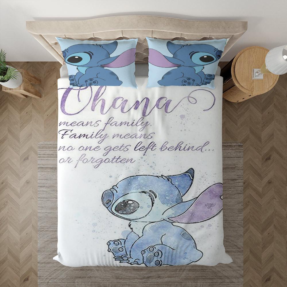 Parure de lit Ohana signifie famille La famille signifie que personne n'est laissé pour compte ou oublié, Lilo et Stitch Housse De Couette Ensemble De Literie