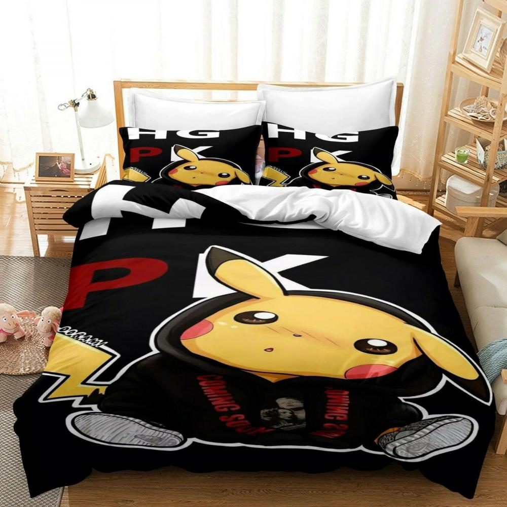Parure de lit Pikachu Pokémon Cool Housse De Couette Ensemble De Literie Parure de lit Pikachu Pokémon Cool Housse De Couette Ensemble De Literie
