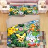 Parure de lit Pikachu, personnages Pokemon avec pastèque Housse De Couette Ensemble De Literie
