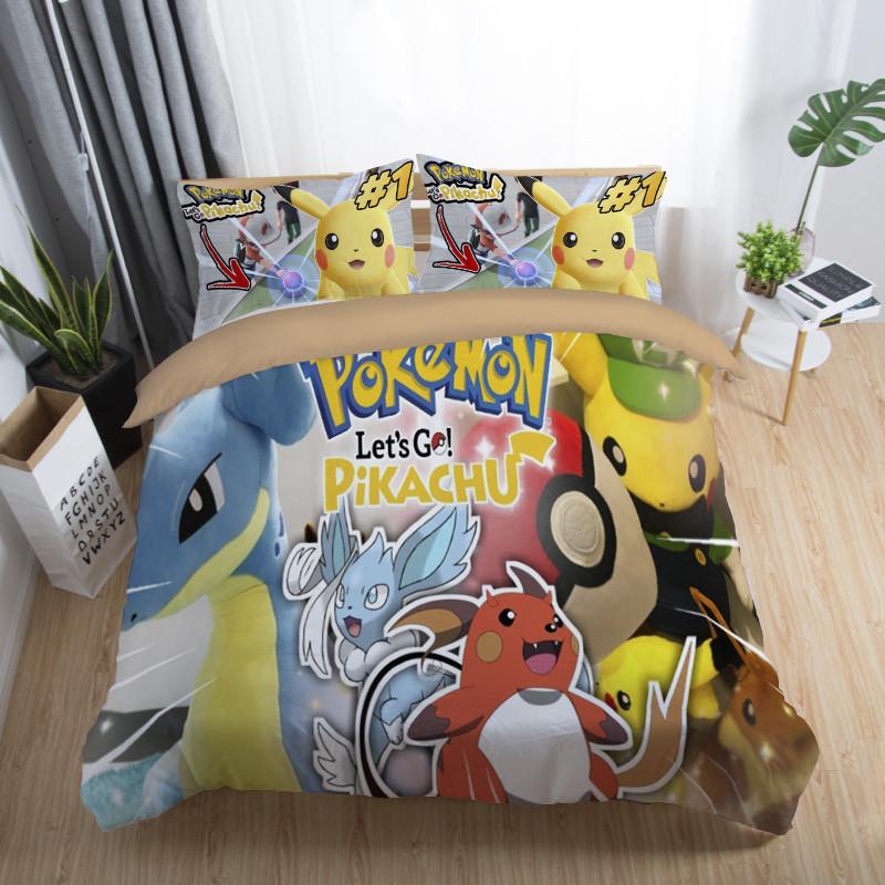 Parure de lit Pokémon Pikachu, Pokémon Allons-y Pikachu Housse De Couette Ensemble De Literie Parure de lit Pokémon Pikachu, Pokémon Allons-y Pikachu Housse De Couette Ensemble De Literie