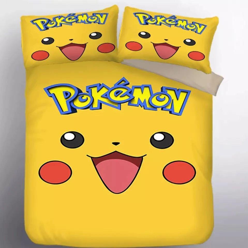 Parure de lit Pokemon Pikachu Visage Housse De Couette Ensemble De Literie