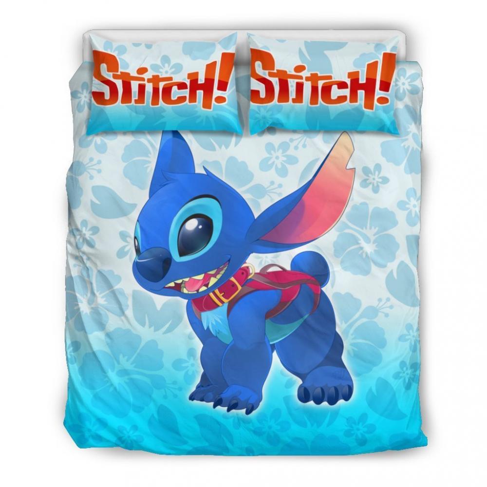 Parure de lit Stitch Disney, Stitch Fleur Tropicale Housse De Couette Ensemble De Literie