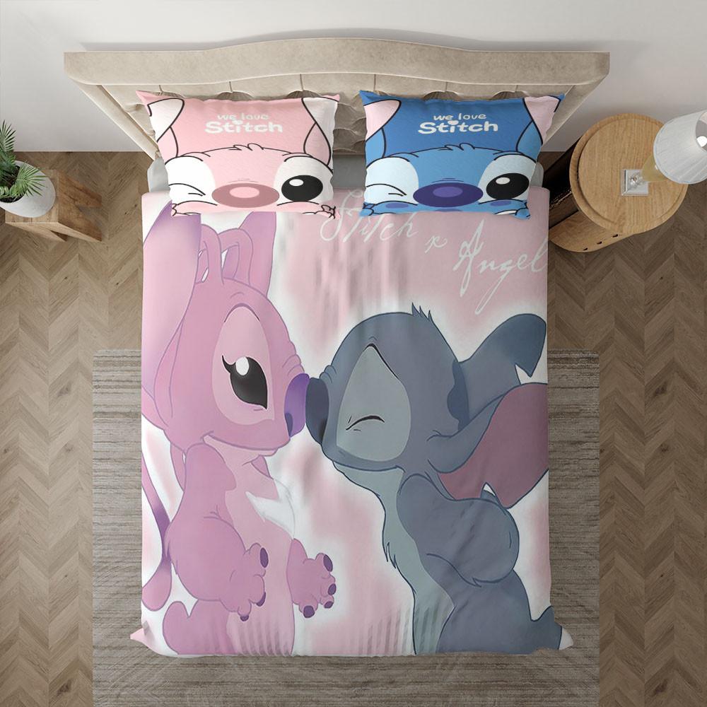 Parure de lit Stitch et Angel, Lilo et Stitch Housse De Couette Ensemble De Literie
