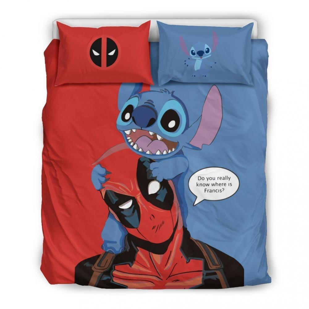 Parure de lit Stitch et Deadpool Disney Housse De Couette Ensemble De Literie