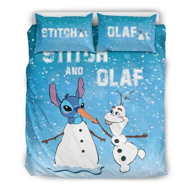 Parure de lit Stitch et Olaf congelés Housse De Couette Ensemble De Literie