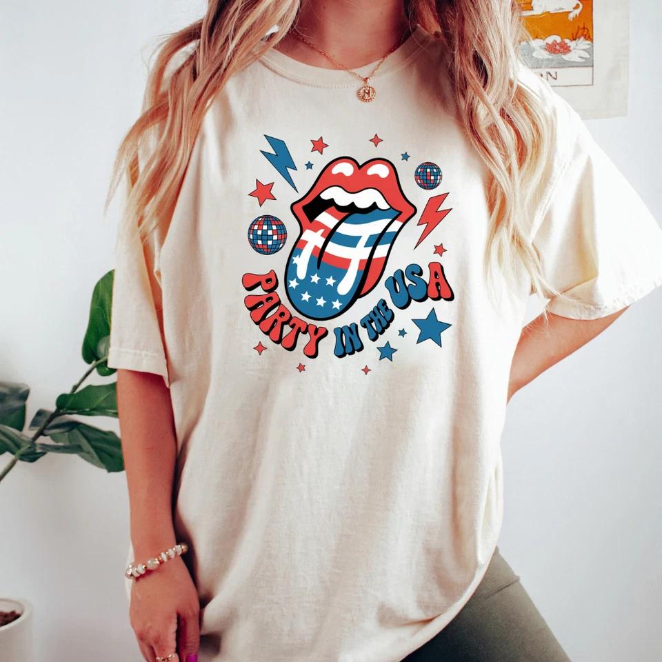Patriotic Rolling Tongue USA Shirt – 4th of July Tee