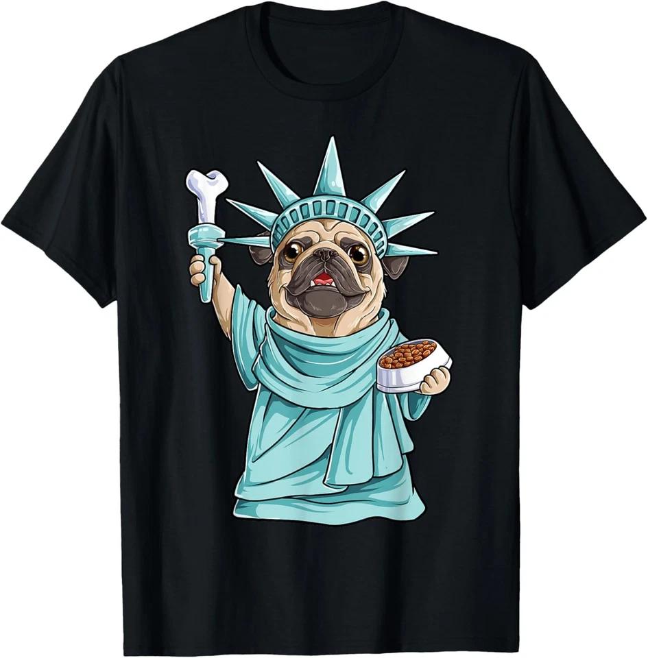 Pug Statue of Liberty Funny 4th of July Men Women Dog Lover T-Shirt Pug Statue of Liberty Funny 4th of July Men Women Dog Lover T-Shirt