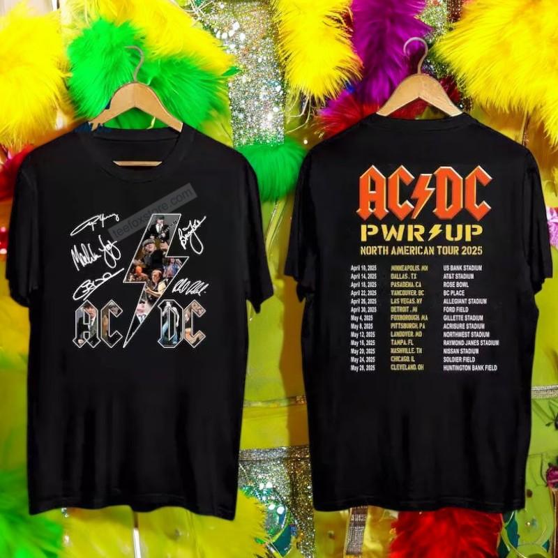 Pwr Up Tour 2025 ACDC Rock Band Shirt
