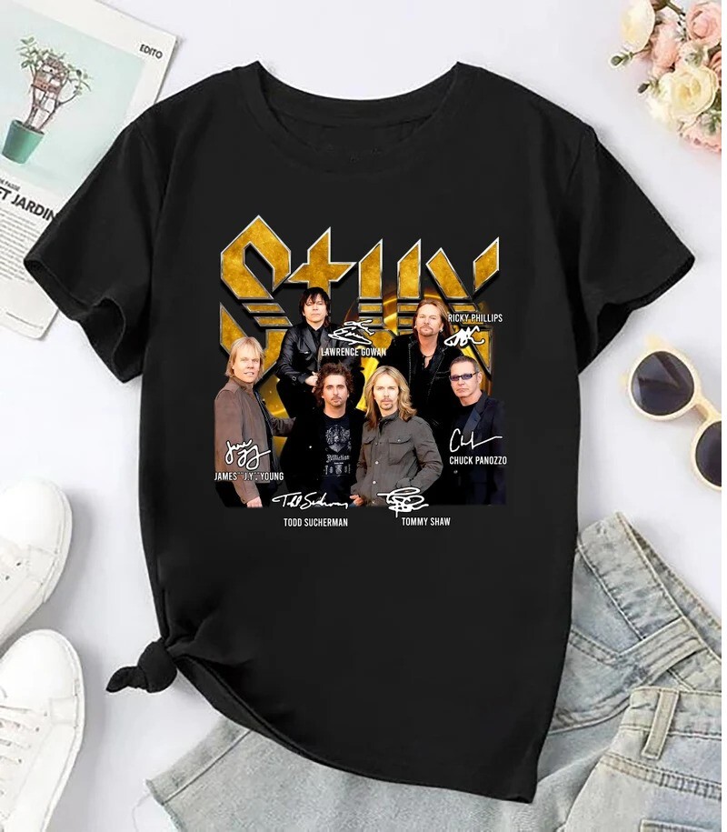 Styx Rock Band Signatures T-Shirt For Men And Women