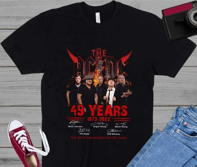 The ACDC 49 Years 1973-2022 T-Shirt The Best Memories Never Fade Signatures Merch