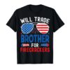 Trade Brother For Firecrackers Funny 4th Of July Kids T-Shirt