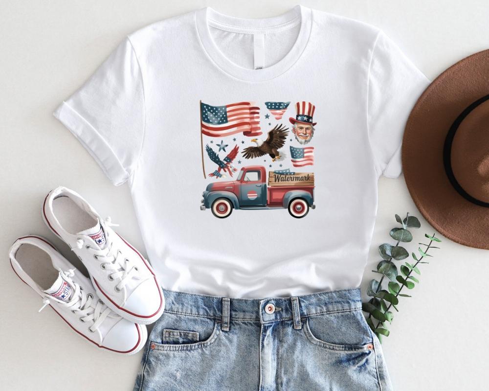 Vintage Patriotic Truck 4th of July T-Shirt – Retro America Graphic Tee