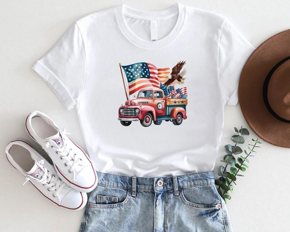 Vintage Patriotic Truck 4th of July T-Shirt