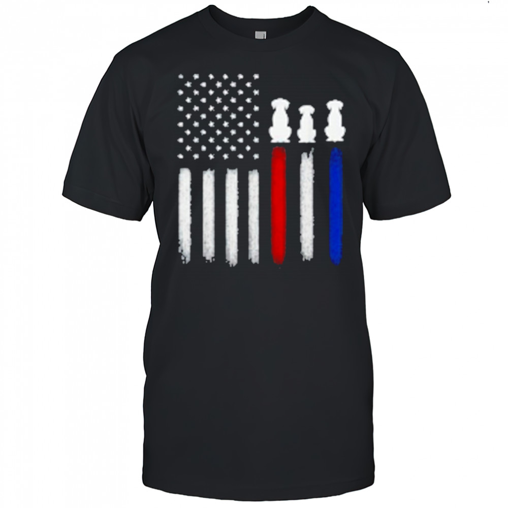 American Flag with Dog Silhouettes, Pet Lover 4th of July T-Shirt