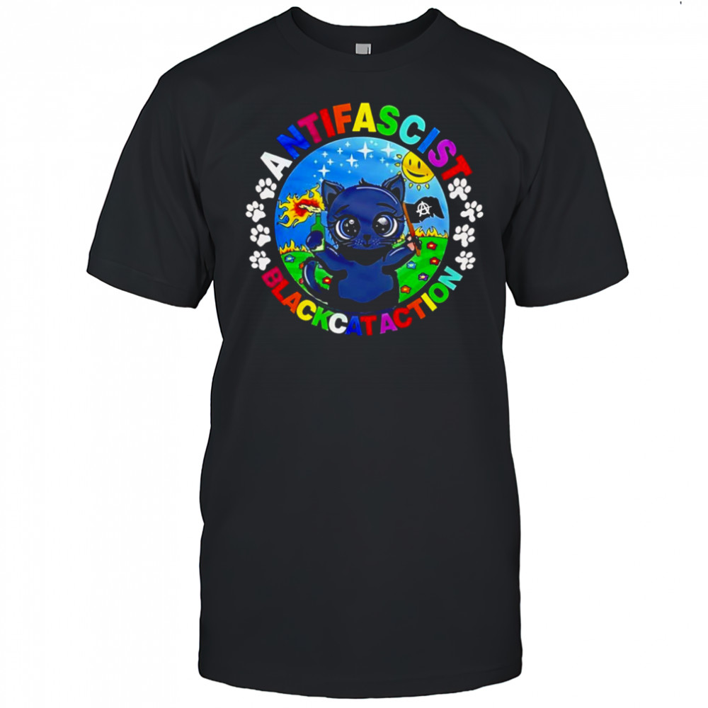 Antifascist black cat action shirt