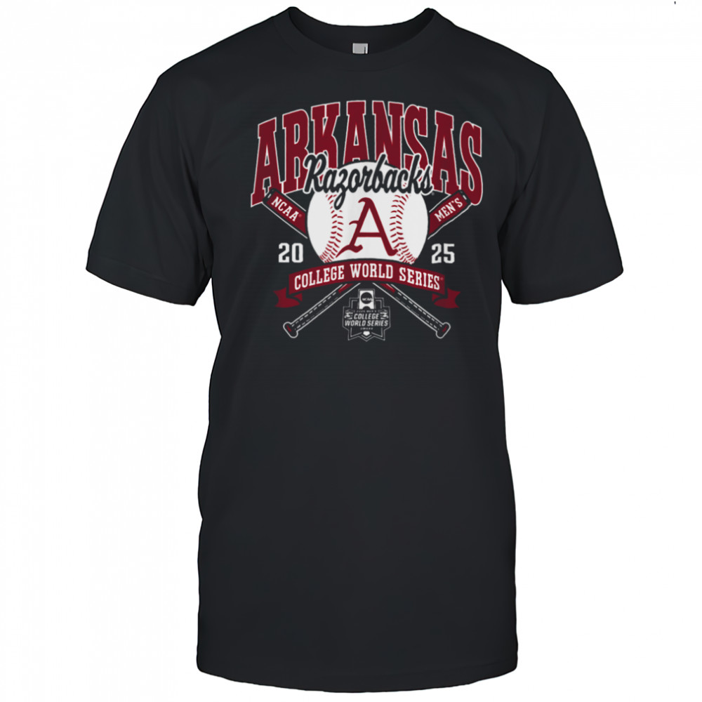 Arkansas Razorbacks College World Series 2025 Baseball Black T Shirt