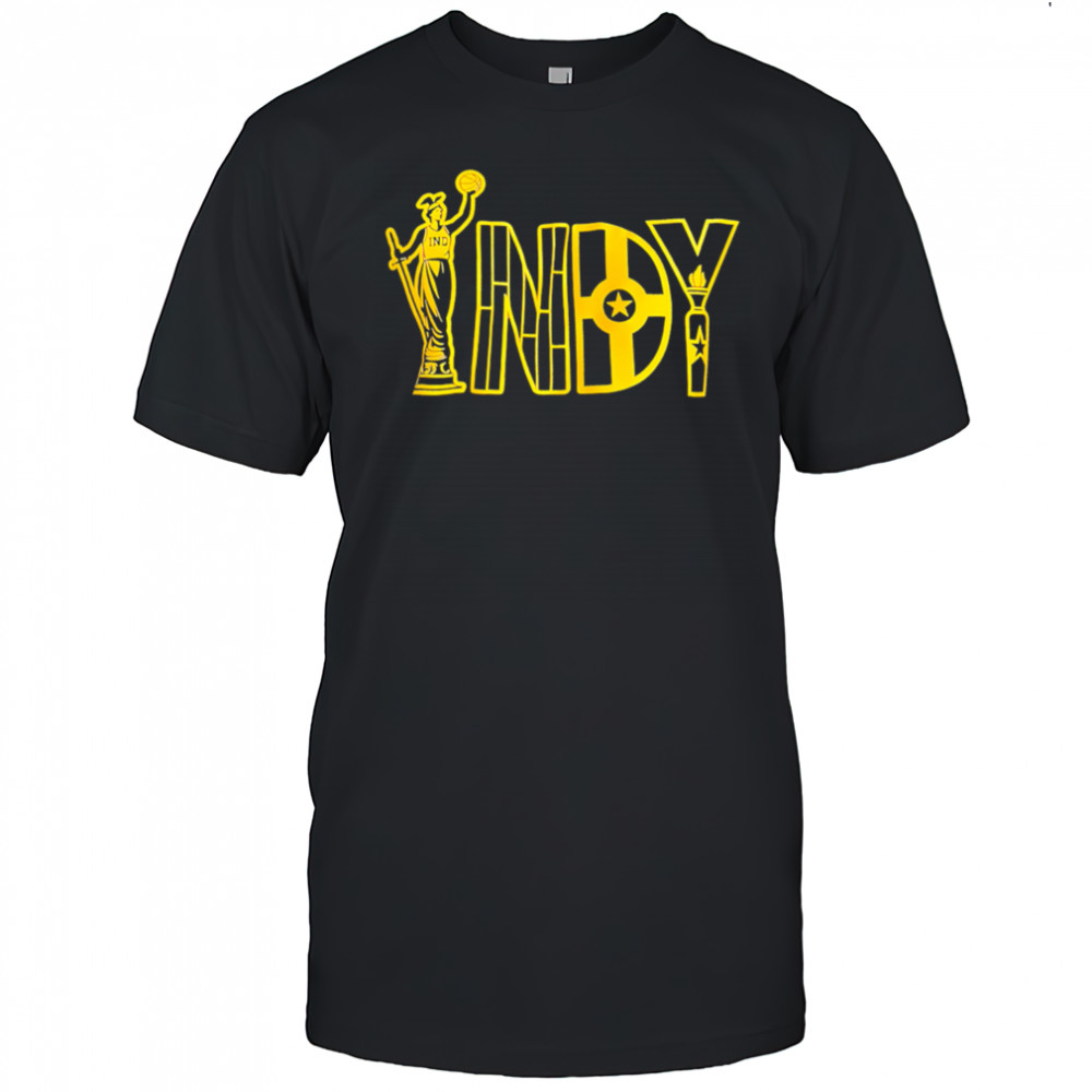 Basketball Statue INDY Yellow Star Torch Graphic Indiana Pacers shirt