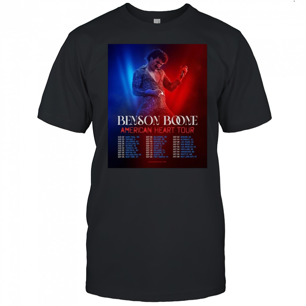 Benson Boone American Heart Tour 2025 Dates List Start In Saint Paul MN On August 22 Shirt