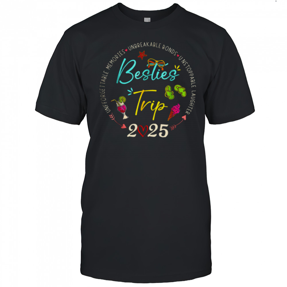 Besties Trip 2025 Memories Girl Trip Friends Vacation Retro T Shirt