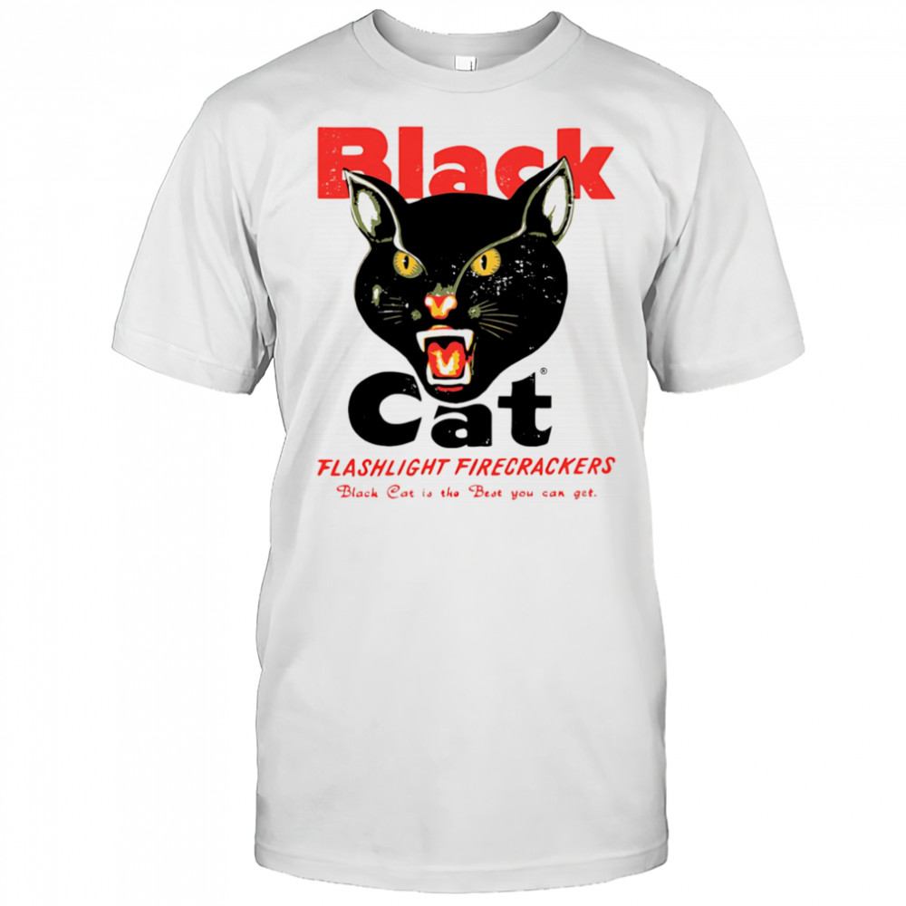 Black cat flashlight firecrackers shirt