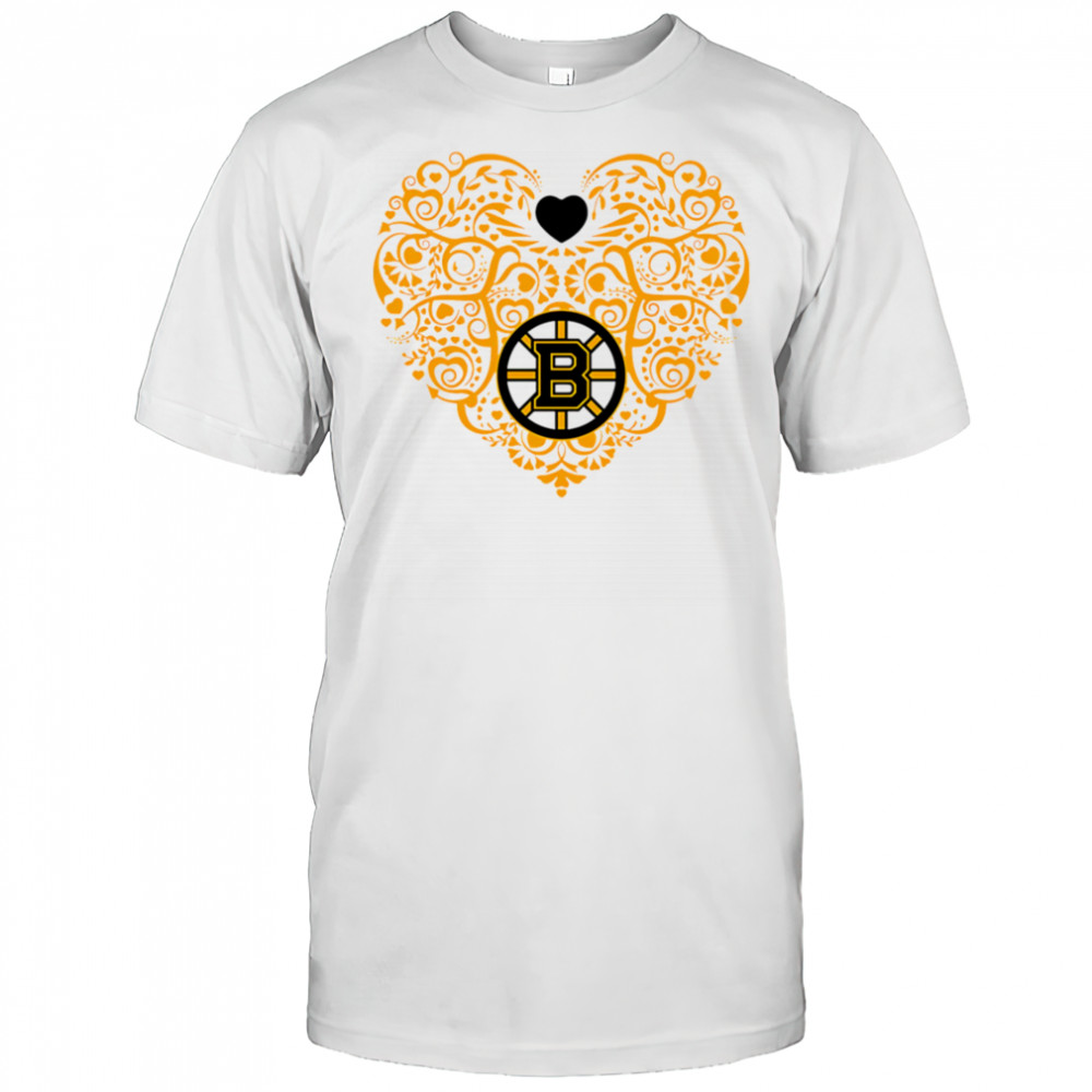 Boston Bruins Heart Floral Pattern logo shirt