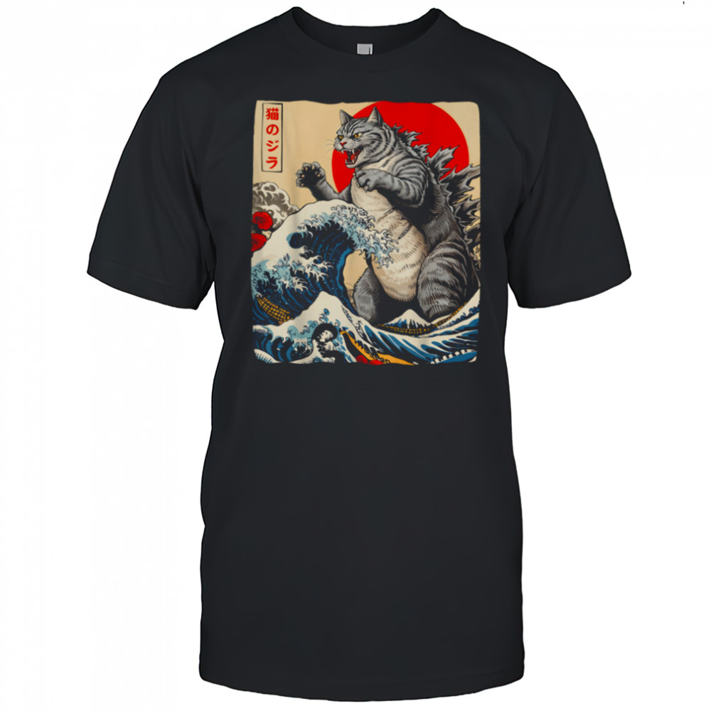 Catzilla Cat Japanese Art Funny Cat Gifts For Men Women Kids T Shirt