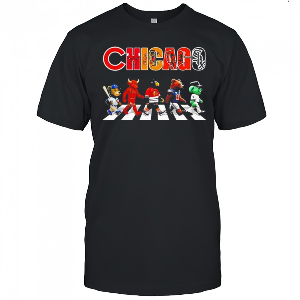 Chicago Sports Team Logo Mascot Abbey Road 2025 Shirt