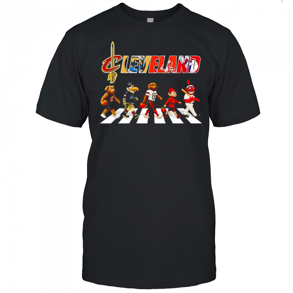 Cleveland sports mascot Abbey Road cross road shirt