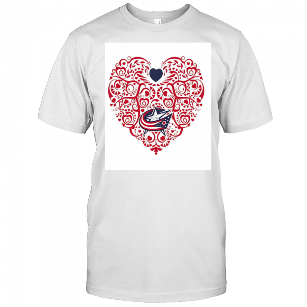 Columbus Blue Jackets Floral Pattern Heart logo shirt