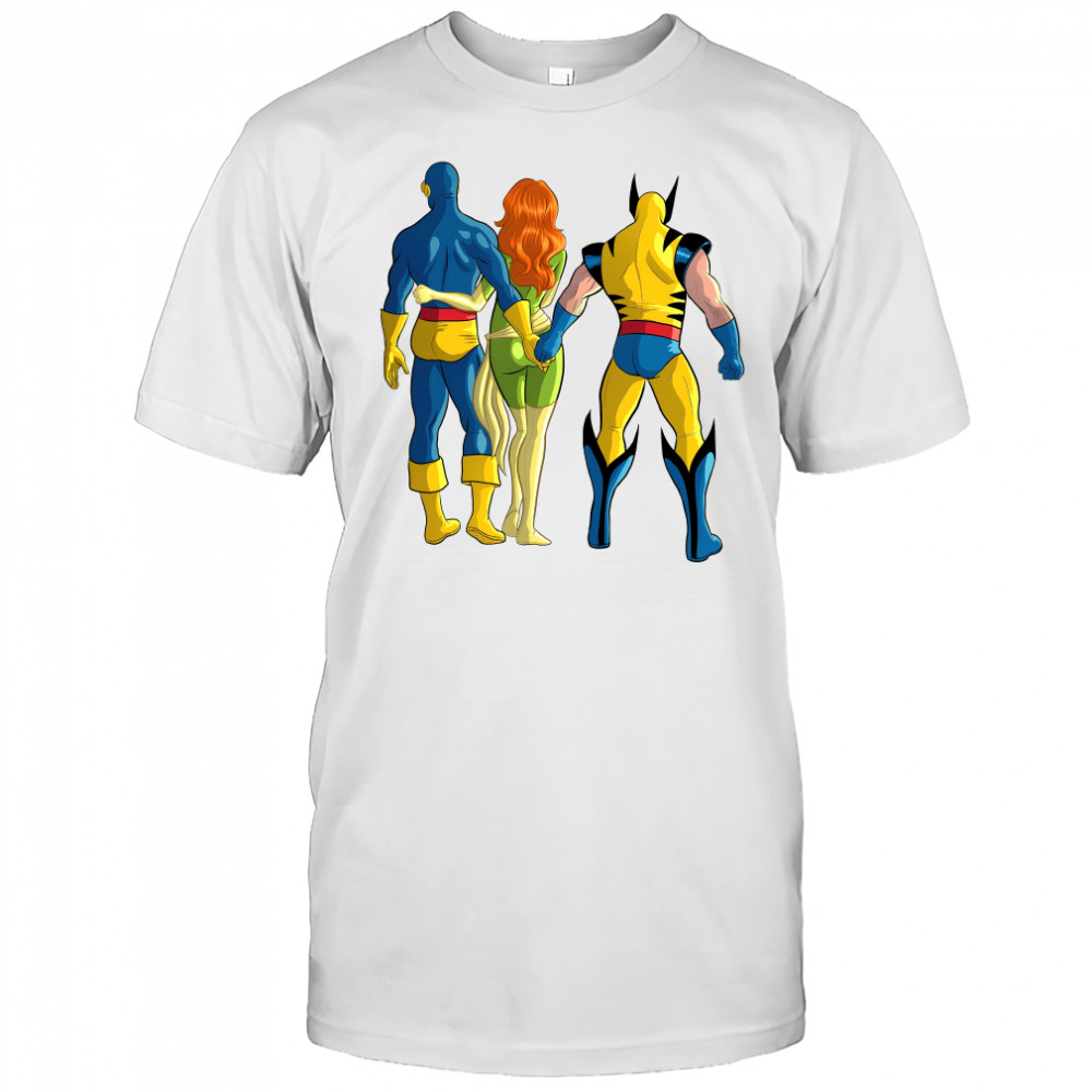 Cyclops and Wolverine cheating behind Jean Grey shirt