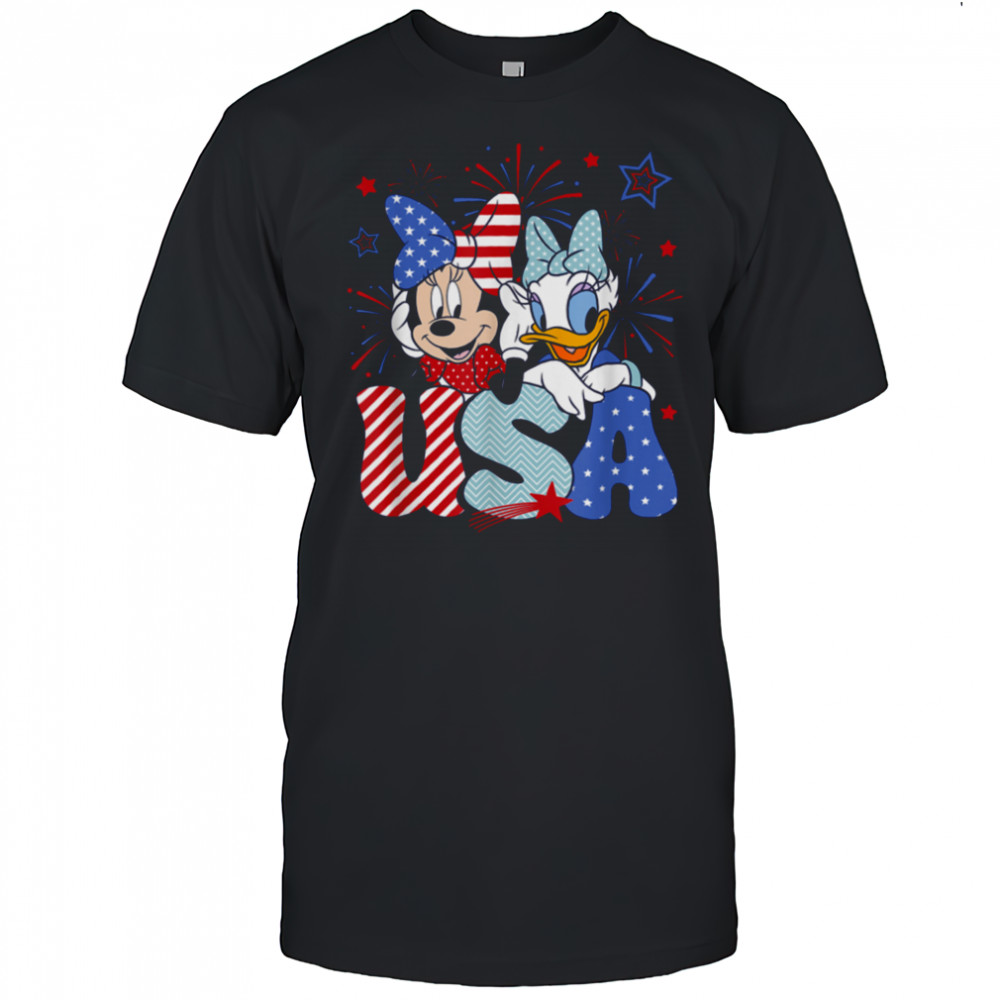 Disney Mickey & Friends 4th Of July USA Minnie & Daisy Retro T Shirt