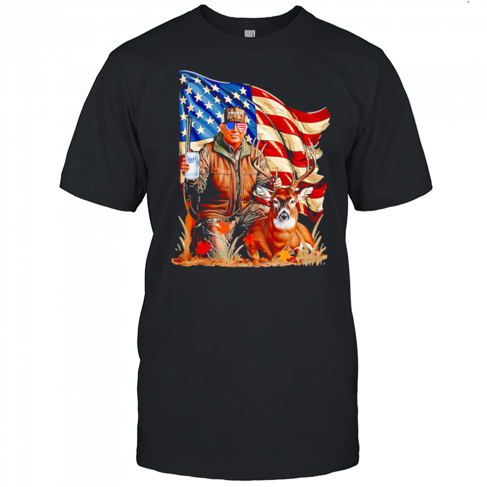 Donald Trump Maga Deer Hunting Parotic American Flag shirt