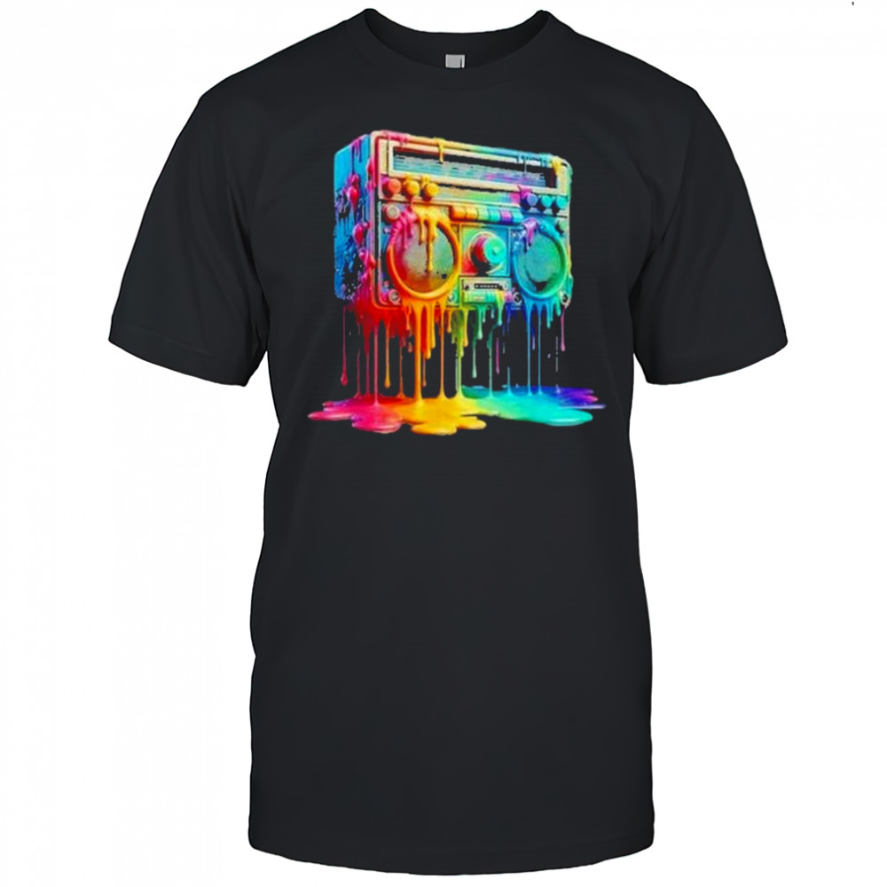 Dripping Paint Boombox Old School 80S Music Hip Hop Shirt