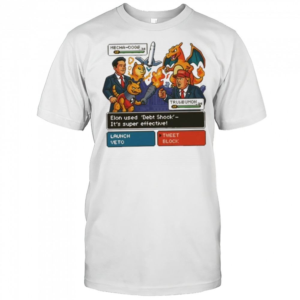 Elon Musk vs Donald Trump Battle 2025 Pokemon Cover Funny White shirt