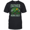 Father Mows Best Funny Dad Riding Mower Retro Mowing Lawn shirt