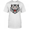 Ferocious white tiger illustration shirt