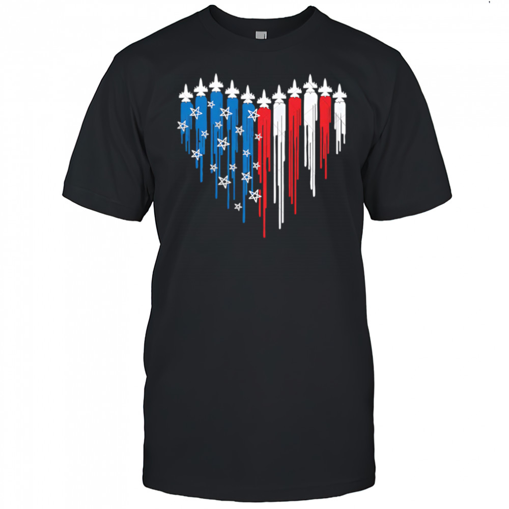 Fighter Jet Airplane American Flag Heart Svg USA Flag shirt