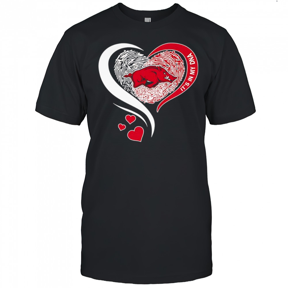 Fingerprint heart it’s in my DNA Arkansas Razorbacks shirt
