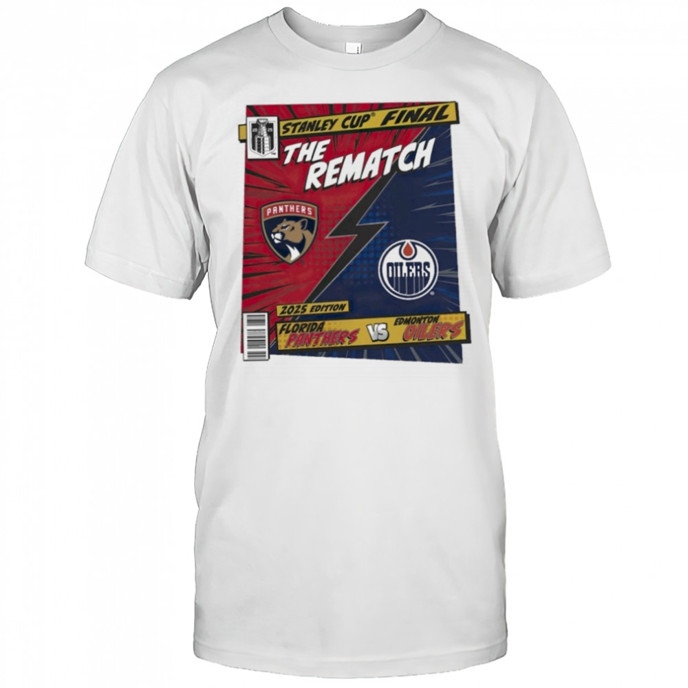 Florida Panthers vs. Edmonton Oilers 2025 Stanley Cup Final Rematch Comic Shirt