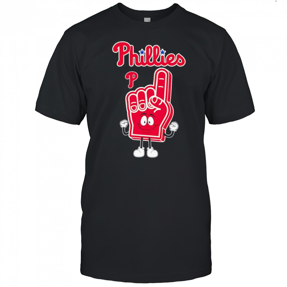 Foam hand number one finger Philadelphia Phillies shirt