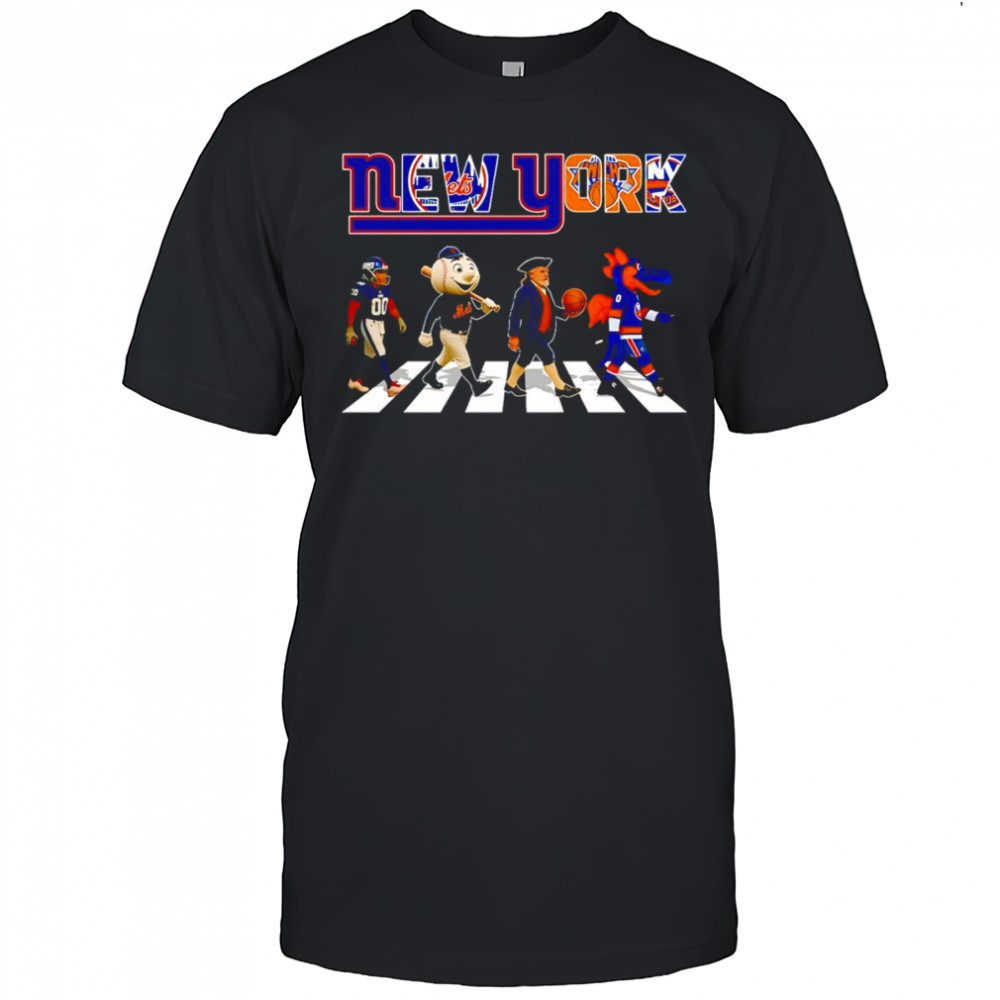 Giants Mets Knicks Islanders sports mascot cross road shirt