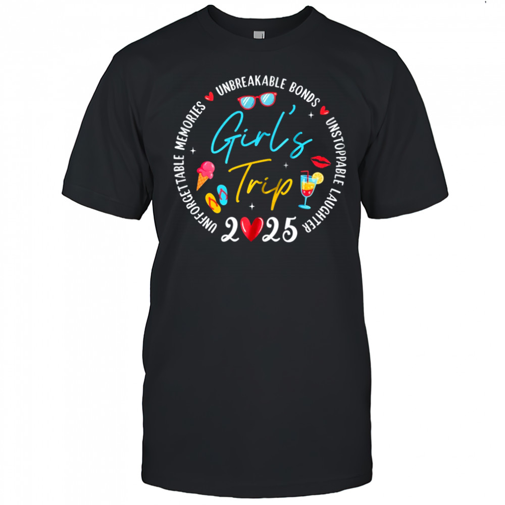 Girl's Trip 2025 Memories Girls Friends Trip Vacation Retro shirt